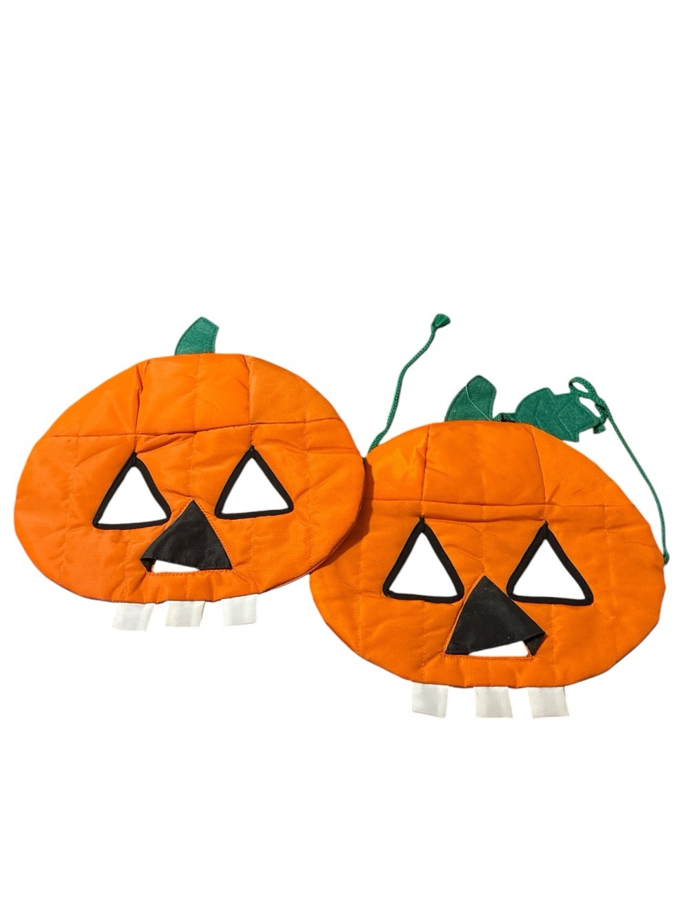 Vintage 1987 Hallmark Padded Fabric Pumpkin Mask / Hanging Decoration (Set of 2)